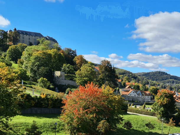 Ausblick auf das Blankenburger Schloss und die Barocken Gärten