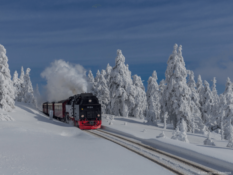 Brockenbahn im Harz im Winter