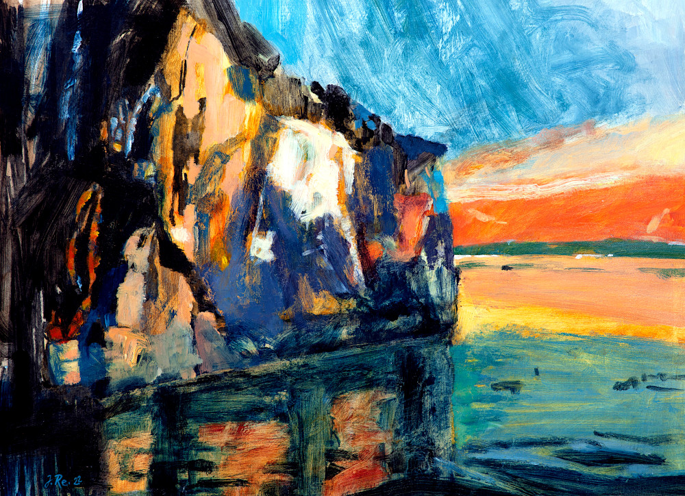 Abbruch und Aufbau blaues Gemälde