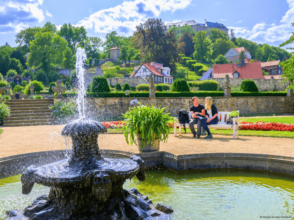 Barocke Gärten Blankenburg Terrassengarten Blick auf das Große Schloss