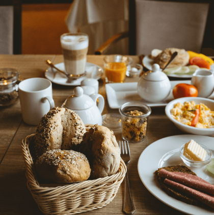 Frühstückstisch im Schlossrestaurant Blankenburg